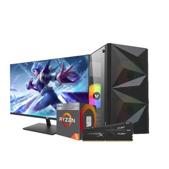 AMD Ryzen 5 2400G Desktop Computer With 22 Inch IPS Monitor