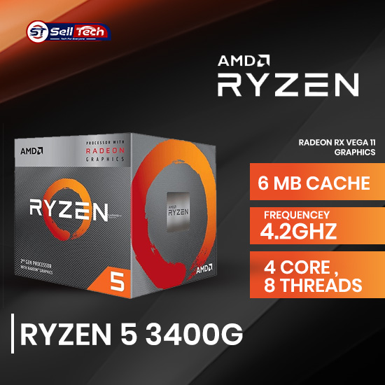 AMD Ryzen 5 3400G Processor with  Vega 11 Graphics