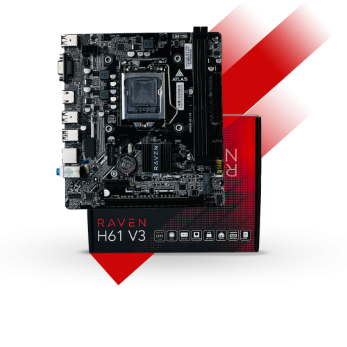 ATLAS RAVEN H61 V3 Motherboard with DDR3, HDMI & M.2 NVMe Slot