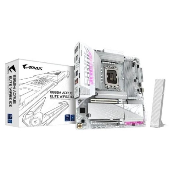 GIGABYTE B860M AORUS ELITE WIFI6E ICE LGA1851 Micro ATX Motherboard