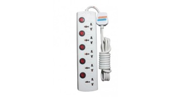 Nano MBS-405 5 Port 3 Pin Power Strip White