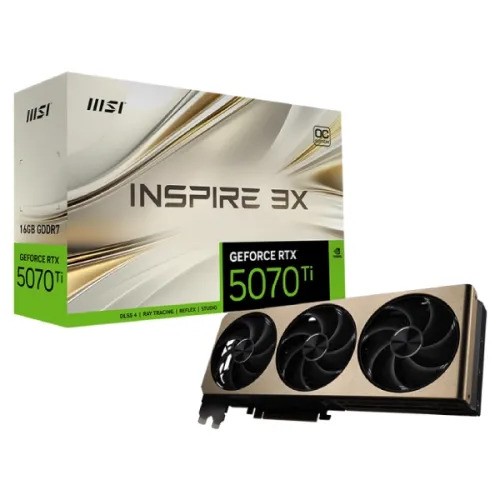 MSI GeForce RTX 5070 Ti 16G INSPIRE 3X OC PLUS 16GB GDDR7 Graphics Card