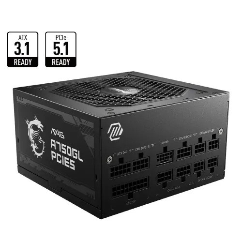 MSI MAG A750GL PCIE5 750W 80 Plus Gold Full Modular Power Supply