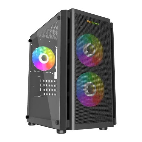 MaxGreen 5510-Mesh Mid-Tower M-ATX Gaming Case with PSU