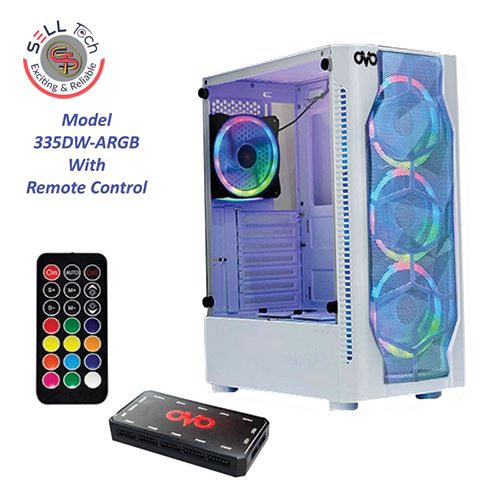 OVO E335DW White ARGB Remote Control Gaming Casing