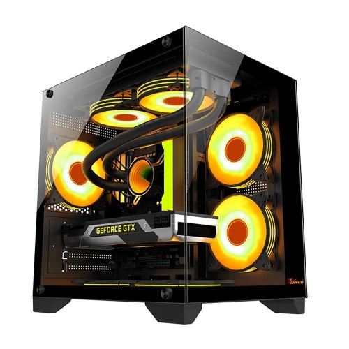 PC POWER OCEAN VIEW BK M-ATX GAMING CASING WITH 7 ARGB FAN and 350W POWER SUPPLY