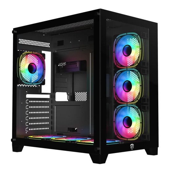PC Power ICEBERG V2 black WITH 650W PSU AND 7 FANS Gaming case