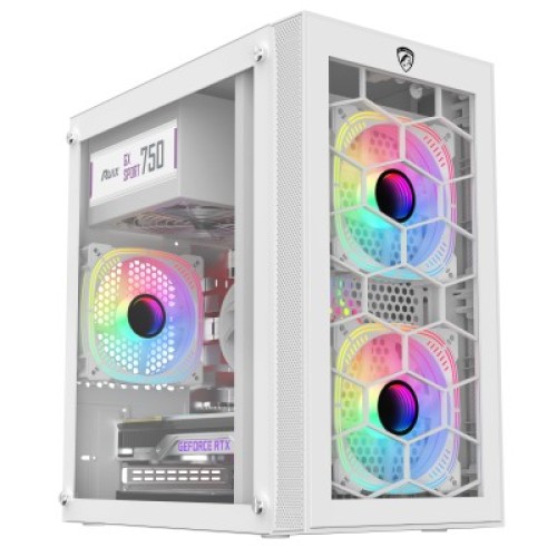 PC Power Spider Web Crystal Mini WH Gaming Casing With 230W PSU 