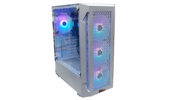 PC Power PP-GS2401 WH Flow White Light Mesh Desktop Gaming Casing