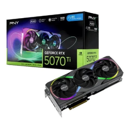 PNY GeForce RTX 5070 Ti Epic-X ARGB OC Triple Fan 16GB GDDR7 Graphic Card
