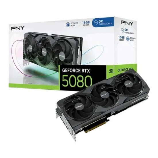 PNY GeForce RTX 5080 OC 16GB Triple Fan GDDR7 Graphics Card