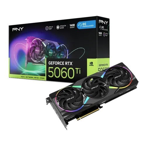 PNY GeForce RTX 5060 Ti 16GB EPIC-X RGB Overclocked Triple Fan GDDR7 Graphics Card