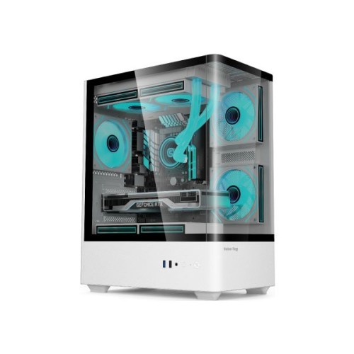 Value-top NUBIA 20F5W-MI Micro ATX Full White Gaming Casing with 5 Infinite Mirror ARGB Fan